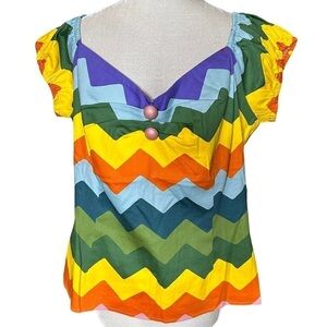 NWT Collectif Delores Rainbow Chevron Top. Size 18